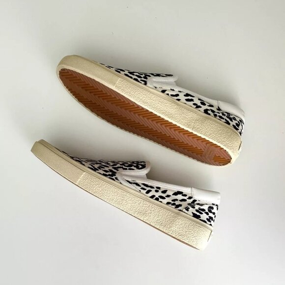 SAINT LAURENT Black/White Leopard Print Canvas Slip-On Sneakers Size 38.5 - Picture 8 of 10